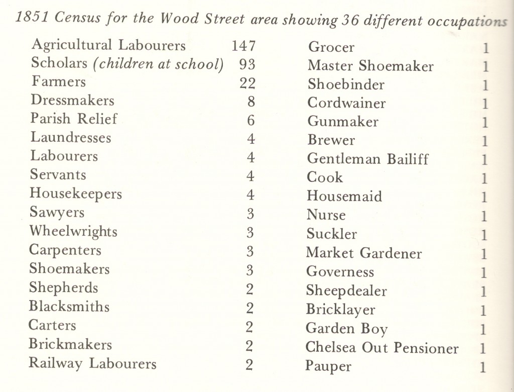 1851Census for Wood Street Showing different occupations